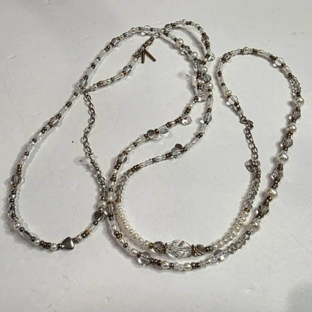 SILPADA‎ Stardust 54 Sterling Silver Brass Pearl Crystal Beaded Necklace - Picture 7 of 12